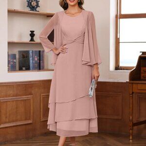 Lavetir Dusty Rose Mother of the Bride Gown with Jacket | Size 16 | NWT